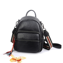 Genuine leather double shoulder bag womens soft leather 2021 new Korean version 100 hitch fashion head layer cow leather lady bag bag small backpack