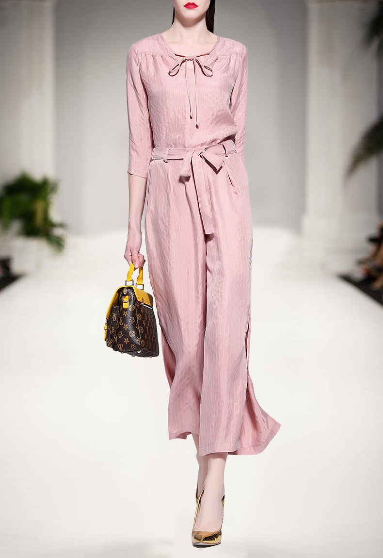 春装2018新款女装休闲时尚套装女五分袖上衣宽松阔腿裤两件套女潮