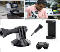 Suitable for gopro camera magnet bracket hero7 6 5 metal adsorption fixed conversion seat double hole mobile phone clip