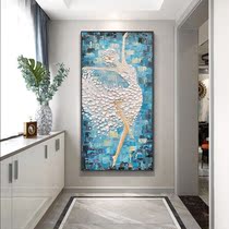 Hand-painted oil painting Portal decorative painting modern simple vertical ballet dancer girl corridor aisle wall hanging painting