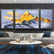 Modern pure hand-painted oil painting living room triple landscape painting rich Jinshan decorative painting sofa background wall light luxury hanging painting