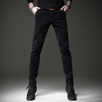 men's korean style trendy slim stretch men's autumn fleece business corduroy casual pants