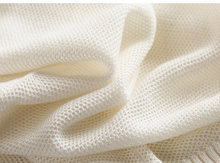 优雅气质重工珍珠钉珠点缀微镂空薄款短袖绢丝针织衫套头上衣女夏