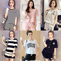Furniture clothes short sleeping clothes set of women summer clothes short sleeves pure cotton 2017 fresh summer money students fall asleep two pieces