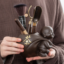 Ebony tea ceremony six gentlemen set kung fu tea set kung fu tea pet accessories 6 gentleman tea making tools tea clip spoon tea knife