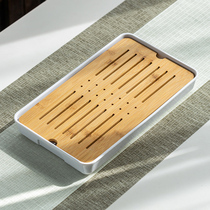 Solid Wood tea tray living room household kung fu tea set tea table Tea Sea simple tray small type drain storage drain bamboo wood