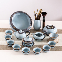 A complete set of kung fu tea set household ceramic open piece teapot tea cup tea sea tea wash cover Bowl Tea Road accessories