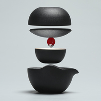 Fast guest Cup One Pot Two Cups creative cute black pottery single office simple portable travel tea set small teapot