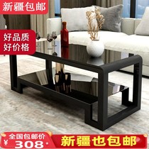 Xinjiang Tea Table Tempered Glass Big Tea Table Living Room Double storage edge table Nordic minimalist modern tea table