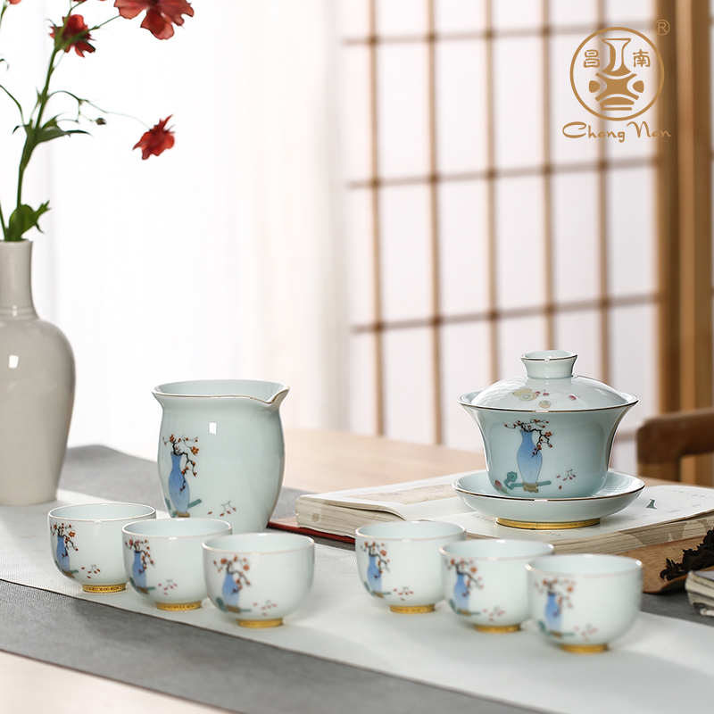 Chang 8 head south jade porcelain ceramic hand - made paint ruyi bonanza was suit jingdezhen ceramic tea tea