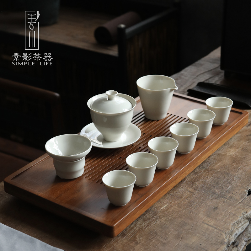 Plain shade plant ash checking ceramic cups single kung fu tea set household small master cup tea tea