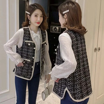 2021 autumn new tweed small fragrant wind vest female Korean fashion Waistle sleeveless vest jacket tide