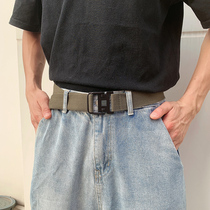 Canvas belt male tide non-porous Joker young people with trend black ins Wind student female Belt