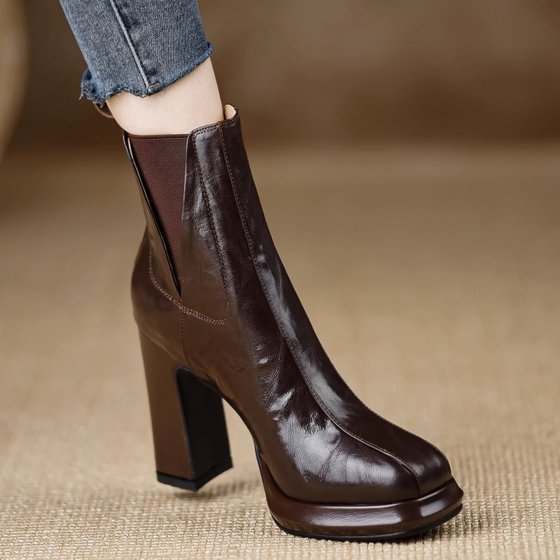 Genuine leather women's shoes waterproof platform thick heel high heel boots 2025 new elastic band high-rise boots brown fashion boots
Genuine leather women's shoes waterproof platform thick heel high heel boots 2025 new elastic band high-rise boots brown fashion boots