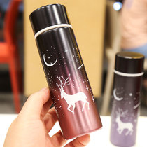 Fashion personality Starry Sky gradient thermos cup small slender water cup creative students Harajuku wind ins portable cup