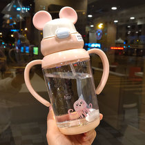 Tritan baby water cup Baby straw cup Childrens primary school students drop-resistant kettle suction nozzle Men and women dual-use learning drink cup