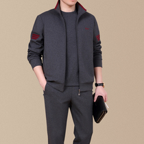 middle aged and elderly men's new fleece thick casual clothing dad's spring jacket autumn winter