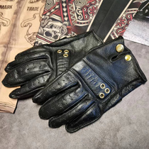 Lemo motorcycle riding motorcycle breathable summer cool anti-fall leather leather retro gloves oblique finger gloves