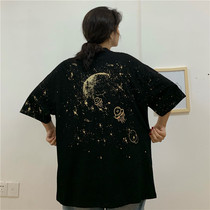 oioi mmlg short sleeve T-shirt female Korean loose ins summer star print round neck half sleeve salt top tide tide