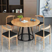 LOFT Solid Wood Table Rest Area Reception Desk Minimalist Casual Table Round Table Industrial Wind Minimis Negotiate Table And Chairs Combination