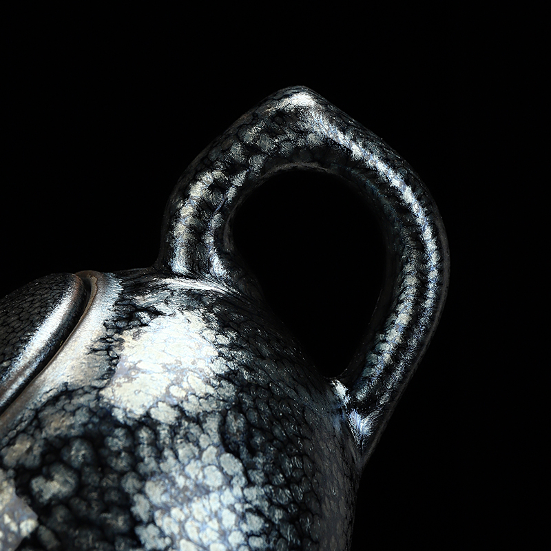 Build light silver teapot droplets temmoku glaze fetal iron teapot household ceramics up kung fu tea pot