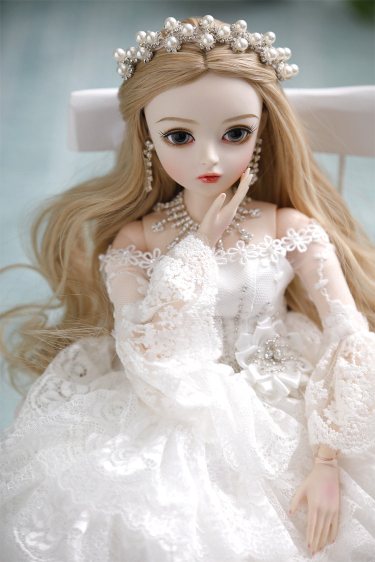齐地大拖尾新娘婚纱3分换装bjdsd公主娃娃送女孩儿童生日礼物玩具