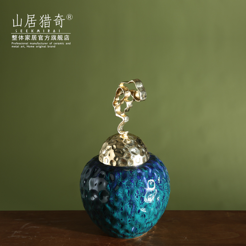 Zen of new Chinese style household soft adornment example room sitting room porch decorate as the metal ceramic lucky cloud cover