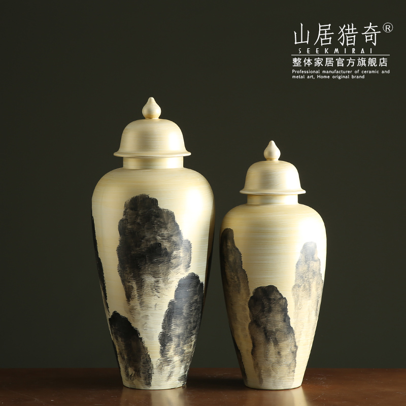 New Chinese style ink general hand - made ceramic pot vase zen furnishing articles large storage tank sitting room porch furnishing articles