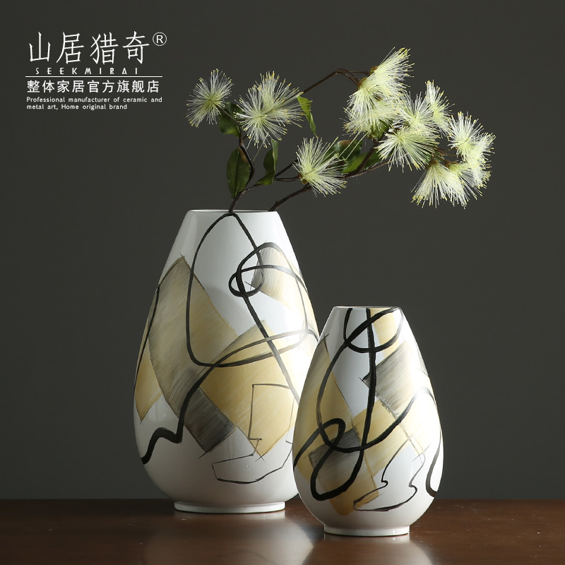 Convergent big oval ceramic vase Nordic sitting room dry flower arranging flowers, flower implement example room hand - made porcelain furnishing articles