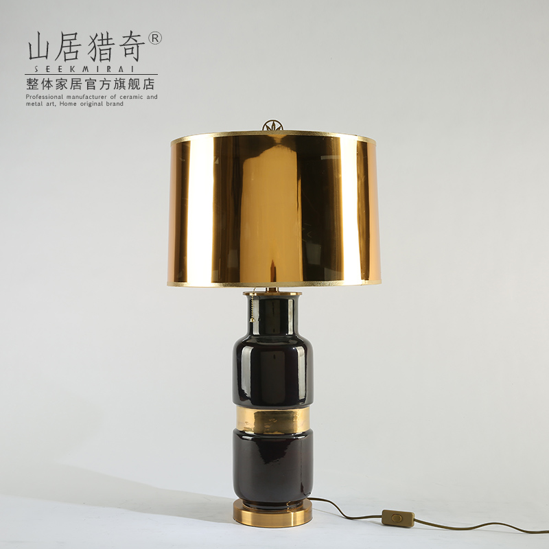 Postmodern designer example room adornment bedroom berth lamp Chinese style living room ceramic belt bottle lamp