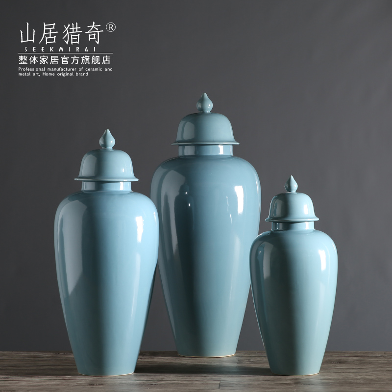 Modern creative household ceramics handicraft decoration can of new Chinese style wine sitting room adornment is placed on the general tank