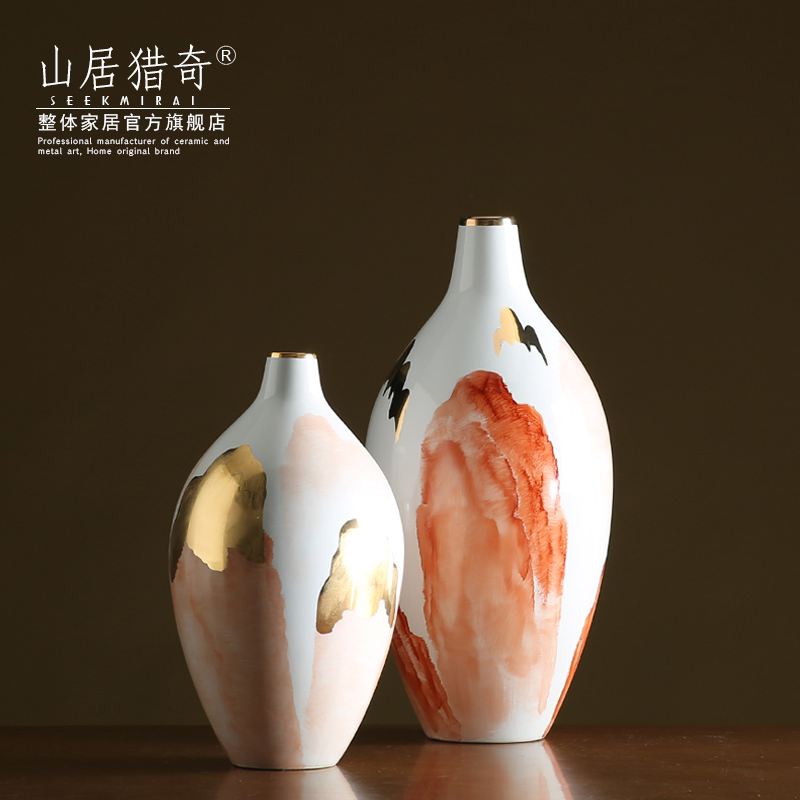 Convergent ceramic hand - made pastel landscape vase Chinese style porch sitting room flower arrangement of TV bar face dry flower flower