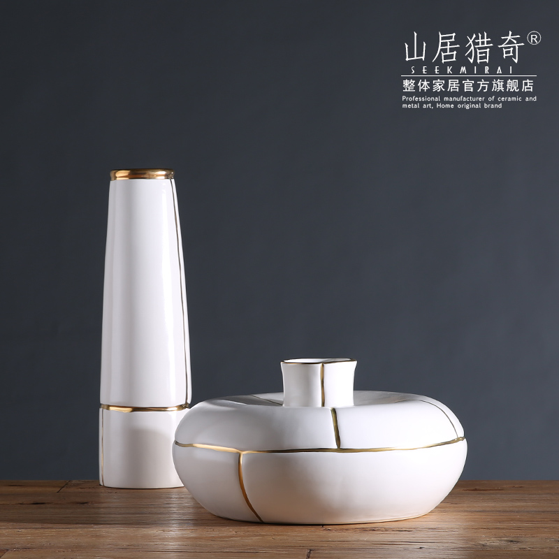 Creative fashion a simple white ceramic vase American living room home decoration vase furnishing articles up phnom penh bottle arranging flowers