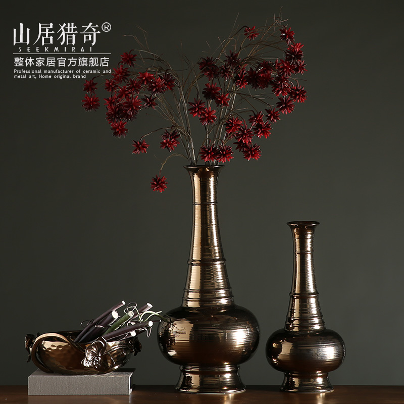 Ceramic decorative vase furnishing articles American creative soft decoration in the sitting room flower arranging flowers, fine expressions using, long neck vase