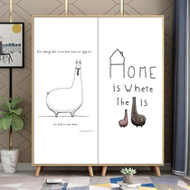 Minimalist modern cute cartoon kitty Cute Cuddler stickers Self-adhesive Wardrobe Moving Door Decoration Renovation Renovation of the whole sheet