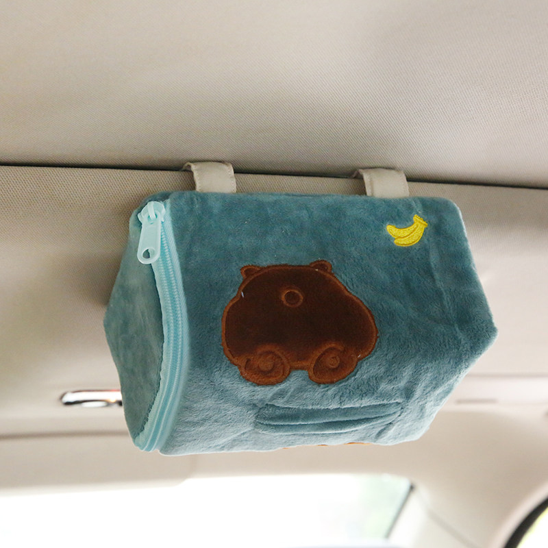 car hanging sun visor tissue box cover car cartoon hanging sunroof tissue box for men and women cute drawers