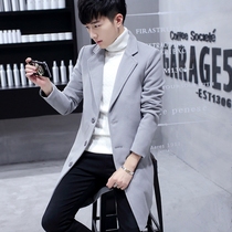 men's mid-length spring autumn Korean style slim fit 2022 new winter trendy woolen coat men's woolen coat