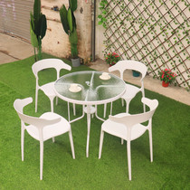 Simple outdoor courtyard table and chair combination designer net red and white outdoor dining table chair balcony tea table three pieces set