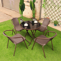 Simple outdoor vineChair iron art leisure room patio balcony small tea table and chair combined three pieces terrace small round table