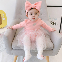 Newborn Baby Clothes Conjoined Clothing Spring Autumn Out Cute Super Cute Princess Suit Woman Baby Foreign Air Khae Dress
