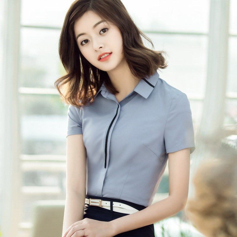 夏季职业衬衫女短袖商务正装面试工作服职业装女装套装工装两件套