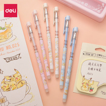 Del heat sensitive brush cute cartoon Pikachu Po dream 0 5 black student writing gel pen