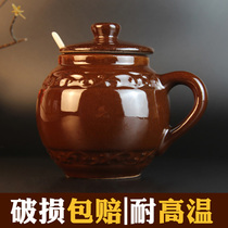 Old-fashioned salt tank High temperature resistant thickened with lid Household Chinese earth pottery spicy oil lard tank Kitchen dry goods storage tank