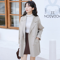 Winter new Korean version of small man blazer jacket 2021 retro temperament high-end double-sided cashmere woolen coat women