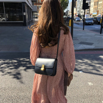 Autumn 2021 new female French knee flower dress long sleeve waist thin temperament base Platycodon skirt