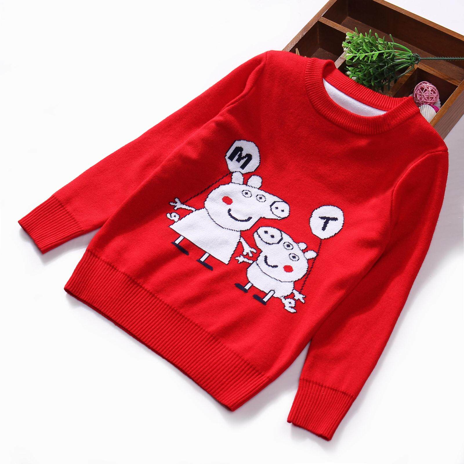 2016秋冬季小猪佩奇童装女童宝宝圆领套头加绒加厚针织衫儿童毛衣