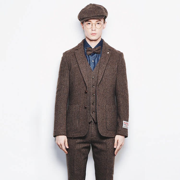 哈里斯羊毛英式复古男西装