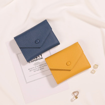 GESIDUN genuine leather wallet woman short sheet Jane about folding soft cow leather money clip cute and small envelope zero wallet