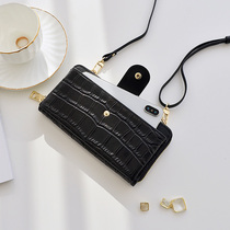 2022 new genuine leather diagonal satchel female crocodile tatchal fashion mobile phone bag zipped casual female bag Bull Leather Hand Grab Bag