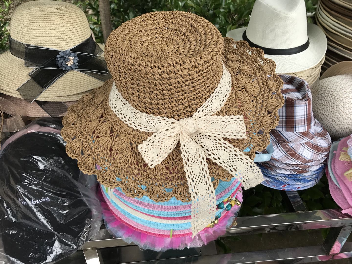 拉菲纸草线夏季钩帽子毛线手工diy编织包包材料日本和